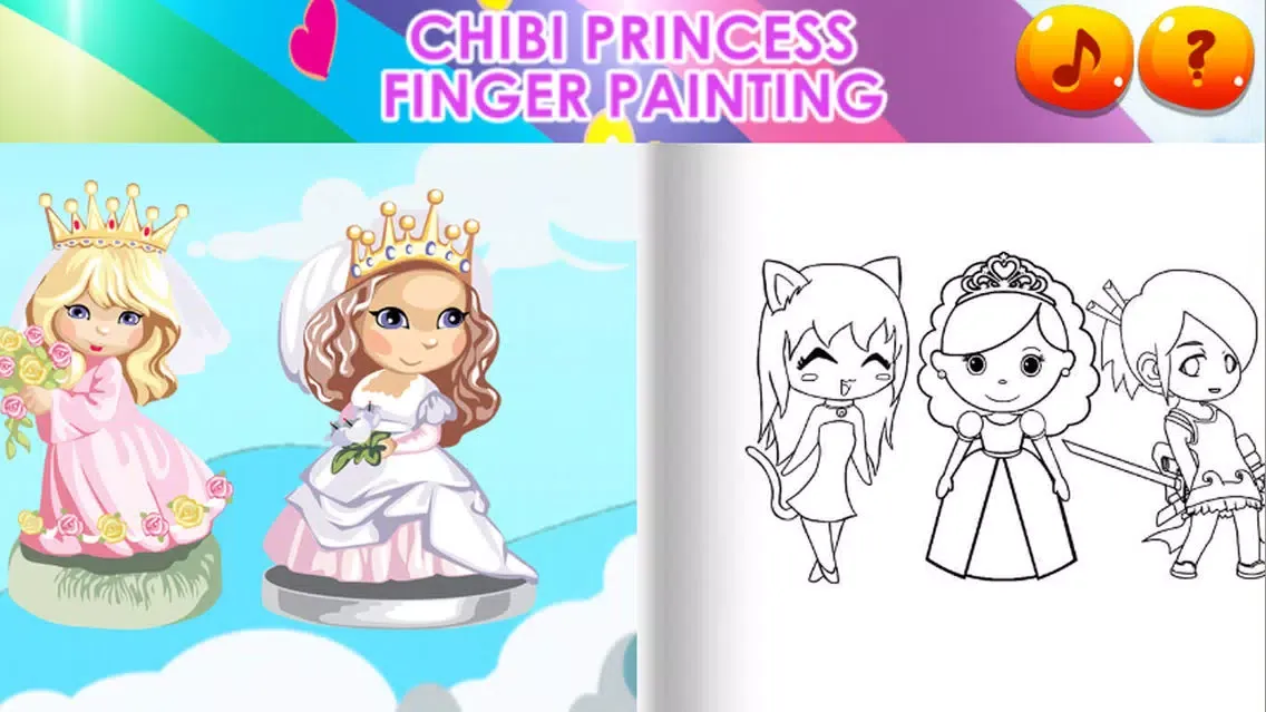 Capturas de pantalla de Coloring pages Chibi Princess Finger Painting book
