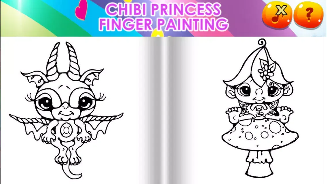 Capturas de pantalla de Coloring pages Chibi Princess Finger Painting book