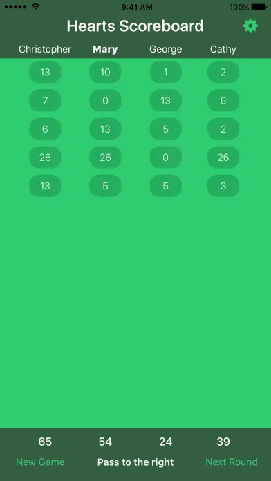 Captures d'écran de Hearts Scoreboard - Keep Track of your Hearts Scores!