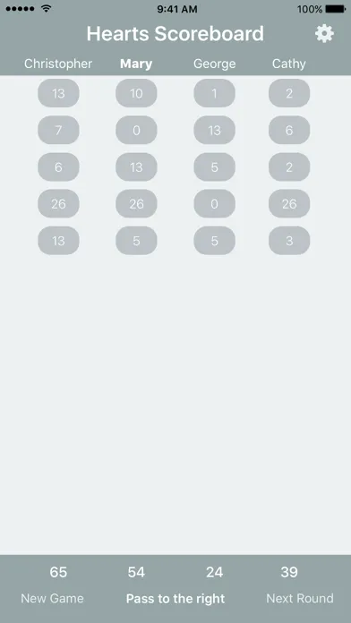 Captures d'écran de Hearts Scoreboard - Keep Track of your Hearts Scores!