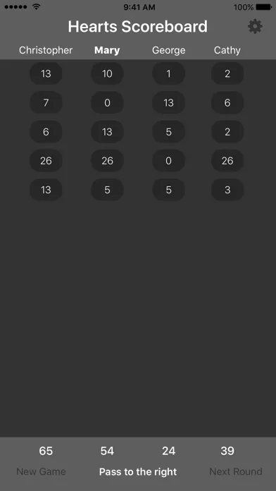 Captures d'écran de Hearts Scoreboard - Keep Track of your Hearts Scores!