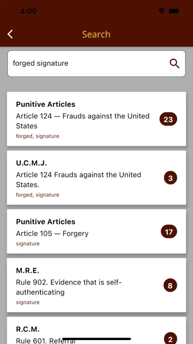 Screenshot di Manual for Courts-Martial