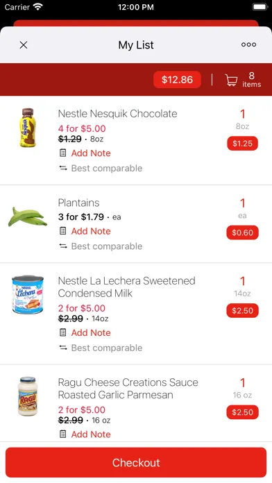 Capturas de tela do Compare Foods Online