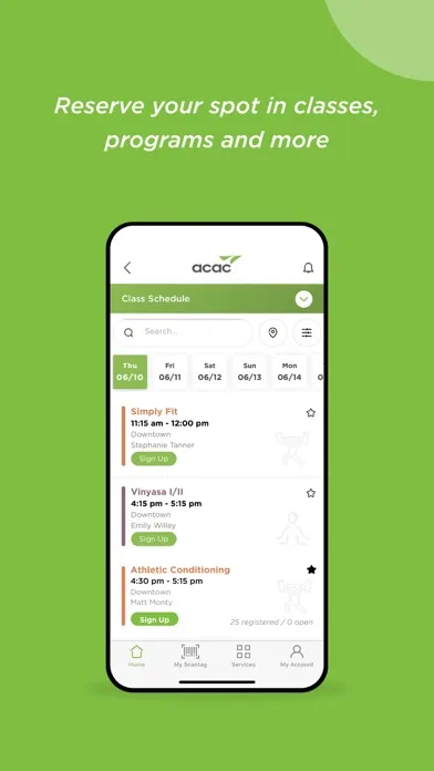 Скриншоты ACAC FITNESS & WELLNESS APP