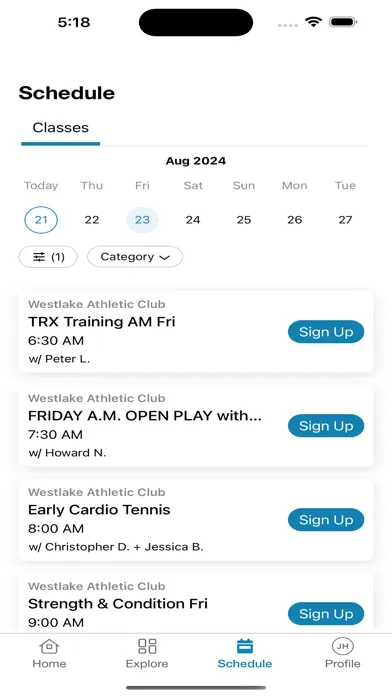 Westlake Athletic Club App Ekran Görüntüleri