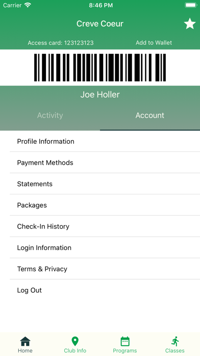 Tangkapan layar CCRC Tennis Mobile App