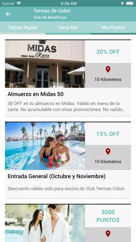 Tangkapan skrin Termas de Colón