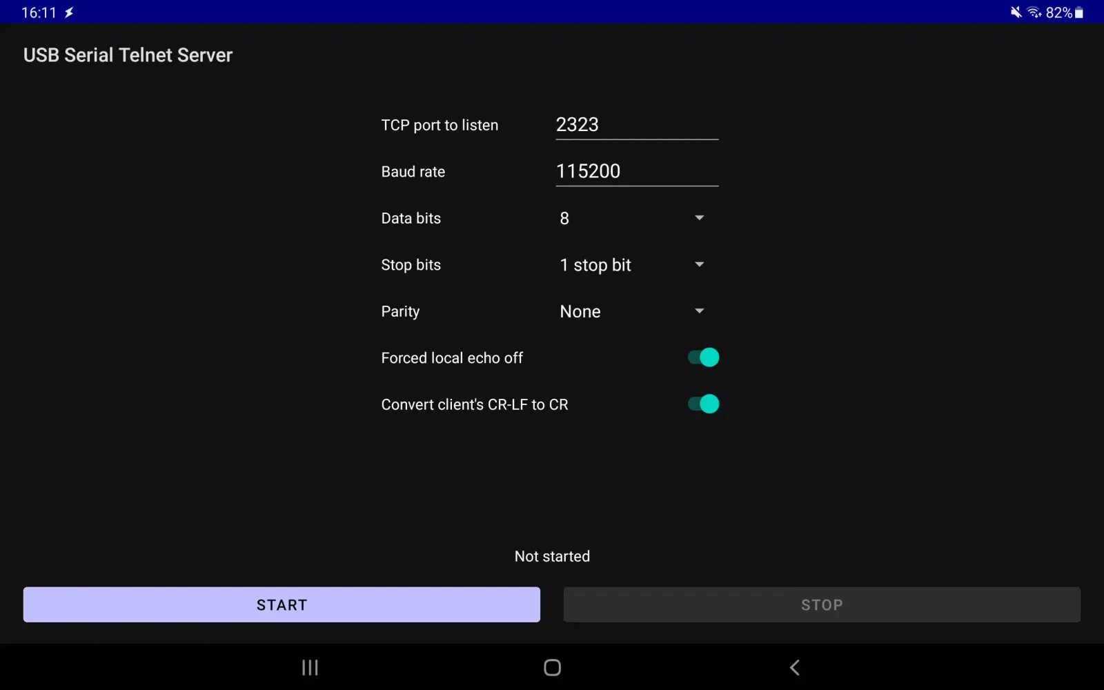 USB Serial Telnet Server سکرین شاٹس