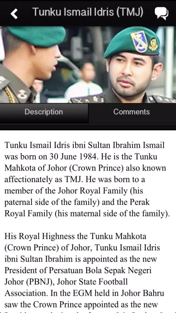 ภาพหน้าจอของ Johor Darul Takzim Unofficial Fans App