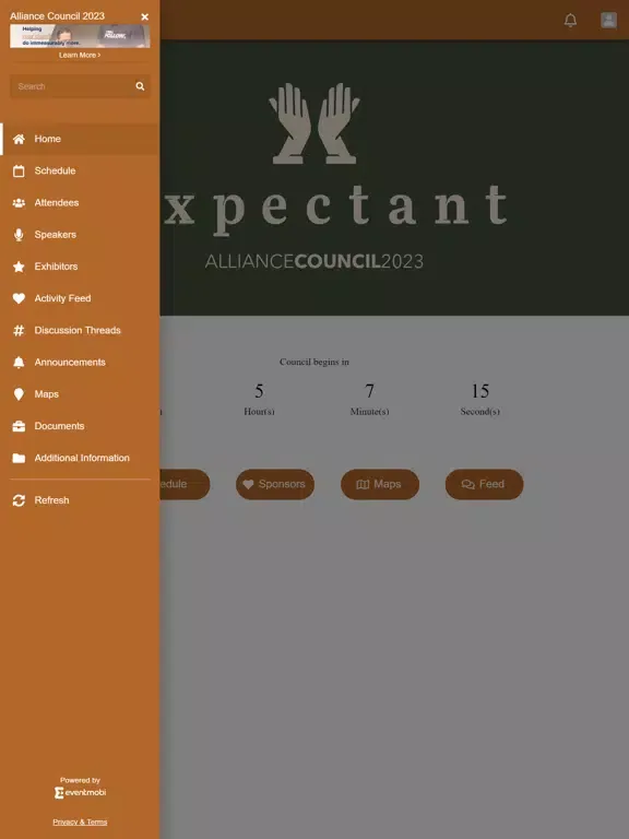 Capturas de tela do Alliance Council 2023 iPad 