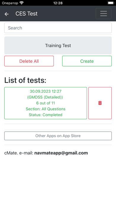 Screenshot di GMDSS Detailed CES Test