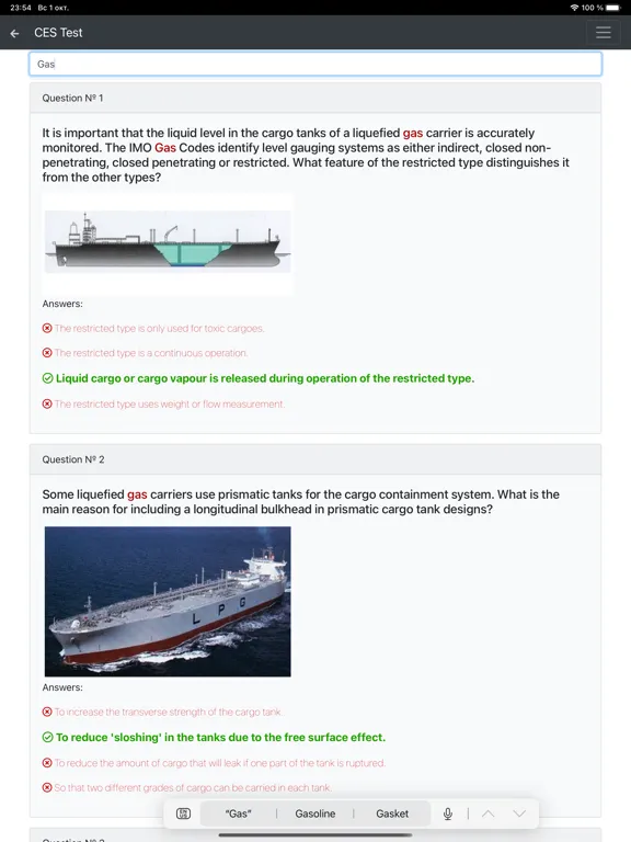 LPG tankers CHaS Operational iPad  Screenshots