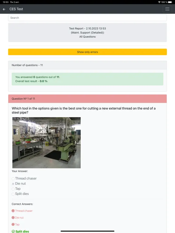 Tangkapan layar Maint. Support Detailed CES iPad 