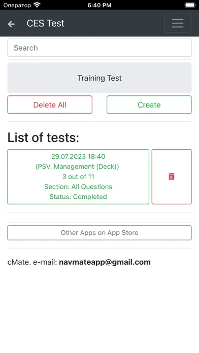 Ảnh chụp màn hình của PSV. Management Deck. CES Test