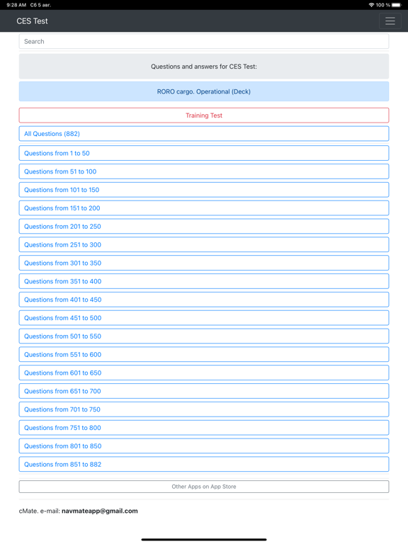 RORO cargo. Operational CES iPad  Screenshots