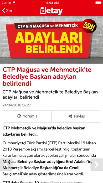 Detay Kıbrıs Gazetesi Ekran Görüntüleri