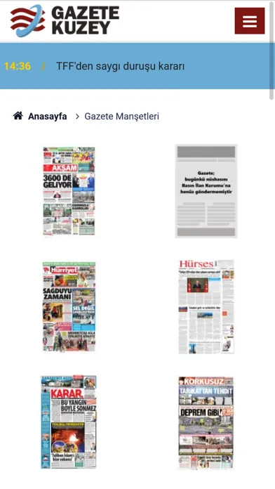 Capturas de tela do Gazete Kuzey