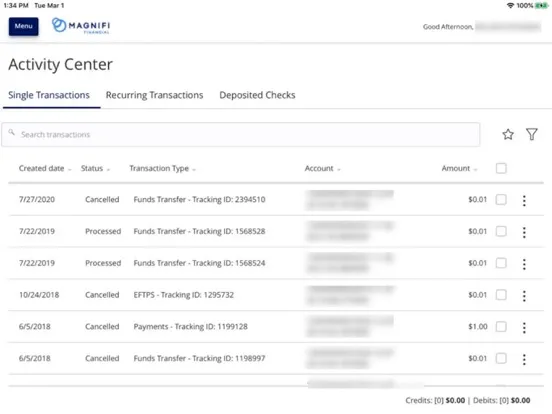 Zrzuty ekranu Magnifi Financial iPad 