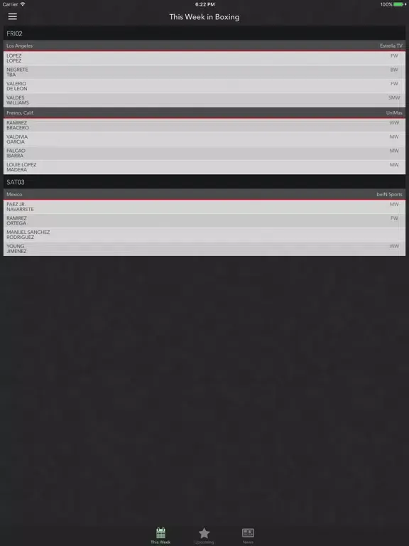 Скриншоты Uppercut - Upcoming Boxing Fight Schedule iPad 