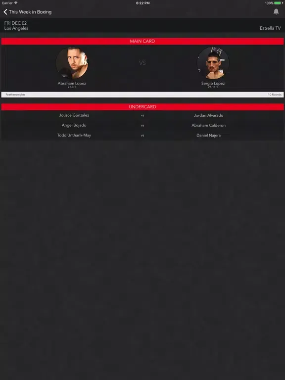 Скриншоты Uppercut - Upcoming Boxing Fight Schedule iPad 