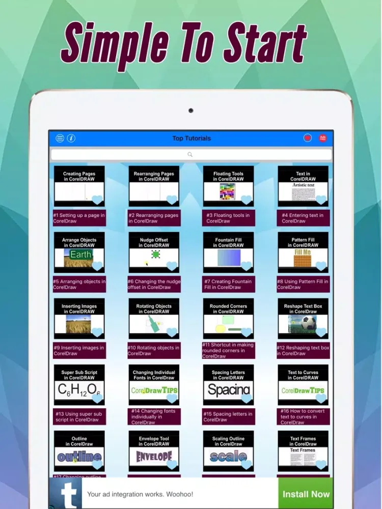 Captures d'écran de Videos Training & Tutorial For CorelDraw Pro iPad 