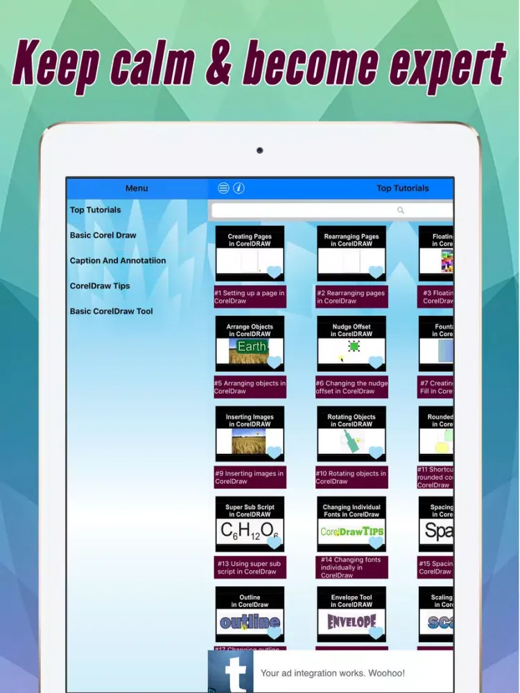 Captures d'écran de Videos Training & Tutorial For CorelDraw Pro iPad 