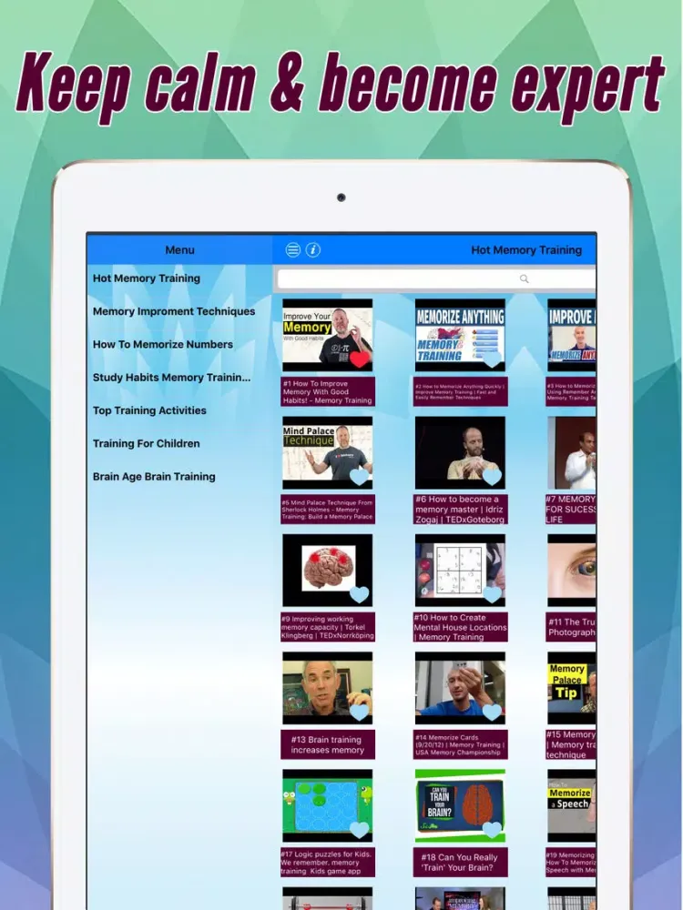 Pro Videos Improve Your Memory Test Every Day iPad  Screenshots