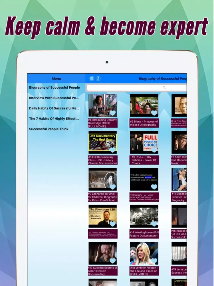 Tangkapan skrin Successful people: Biography, habit and more by videos iPad 