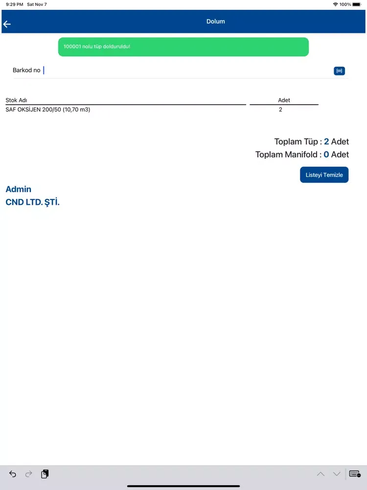 Tüp Takip Terminal iPad 应用截图