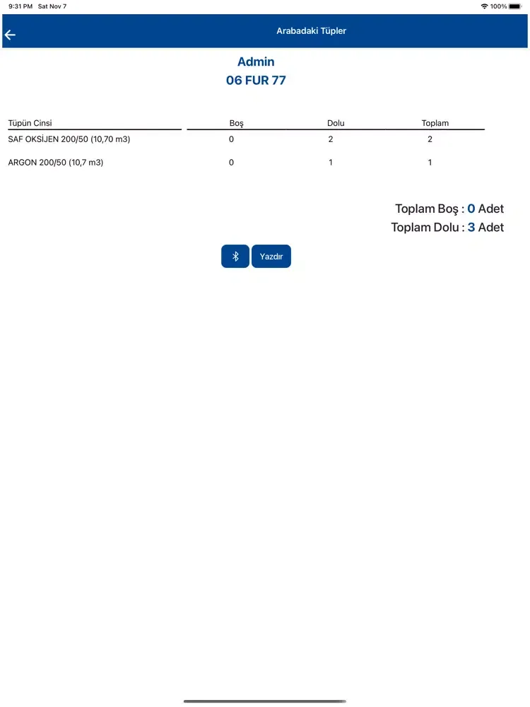 Tüp Takip Terminal iPad 应用截图