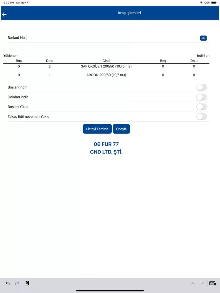 Tüp Takip Terminal iPad 应用截图