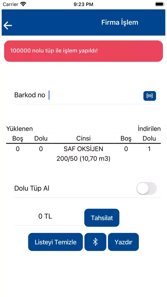 Tüp Takip Terminal应用截图