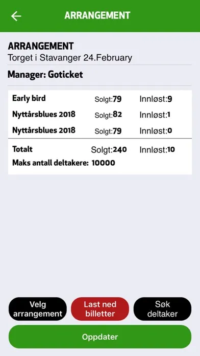 Capturas de tela do GoTicket
