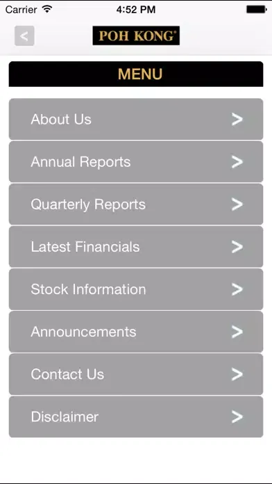Capturas de tela do Poh Kong Holdings Berhad Investor Relations