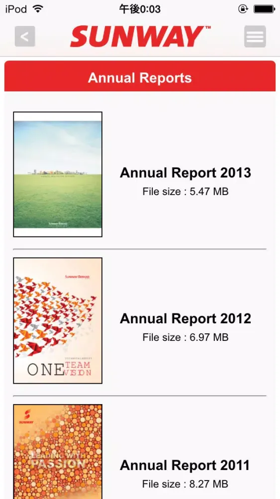Capturas de pantalla de Sunway Berhad Investor Relations