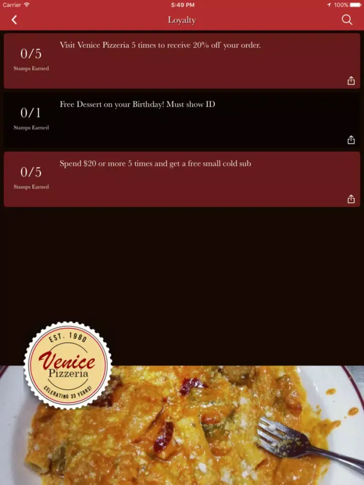 Venice Pizzeria iPad 应用截图