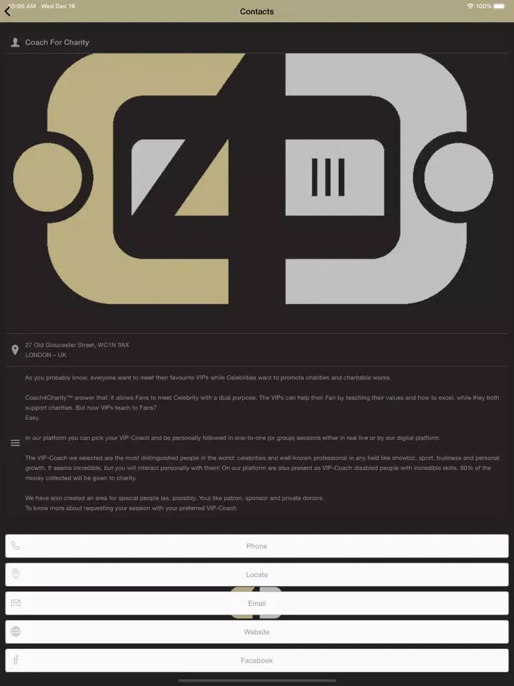 Coach4Charity Network iPad  Screenshots