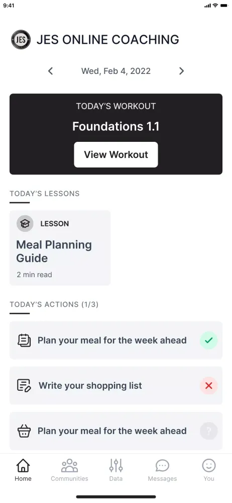 JES Online Coaching Screenshots