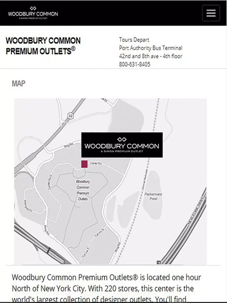 Tangkapan layar WoodburyCommon Premium Outlets iPad 