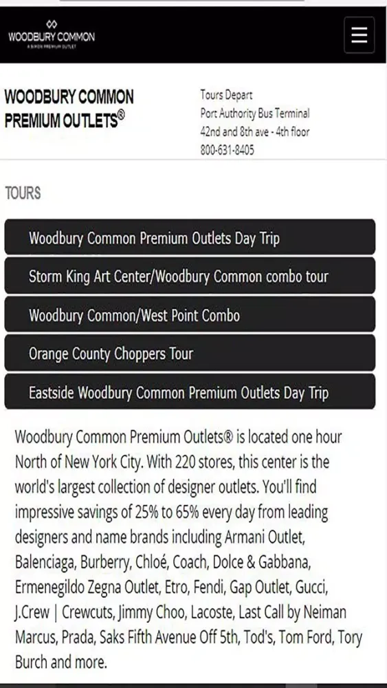 Tangkapan layar WoodburyCommon Premium Outlets