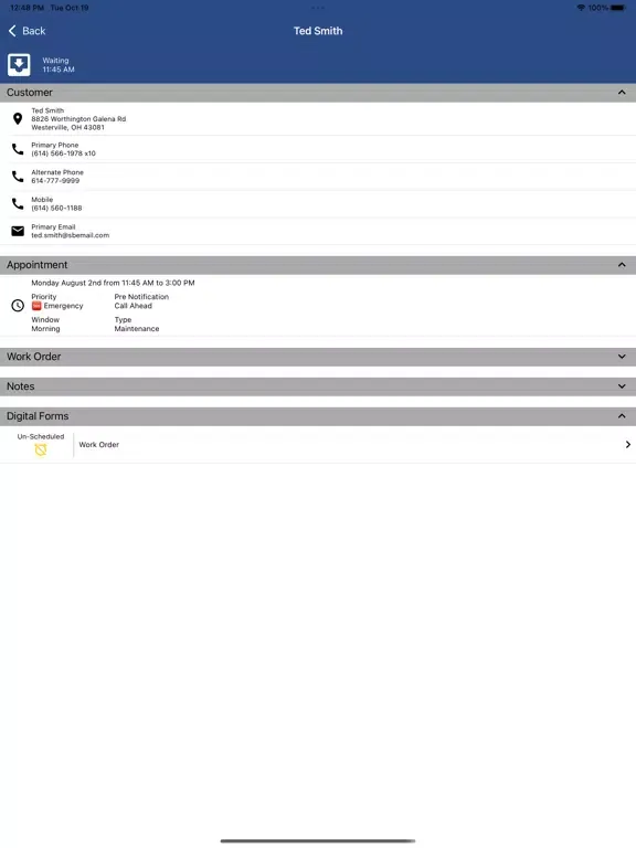 Ảnh chụp màn hình của Smart Service Cloud iPad 