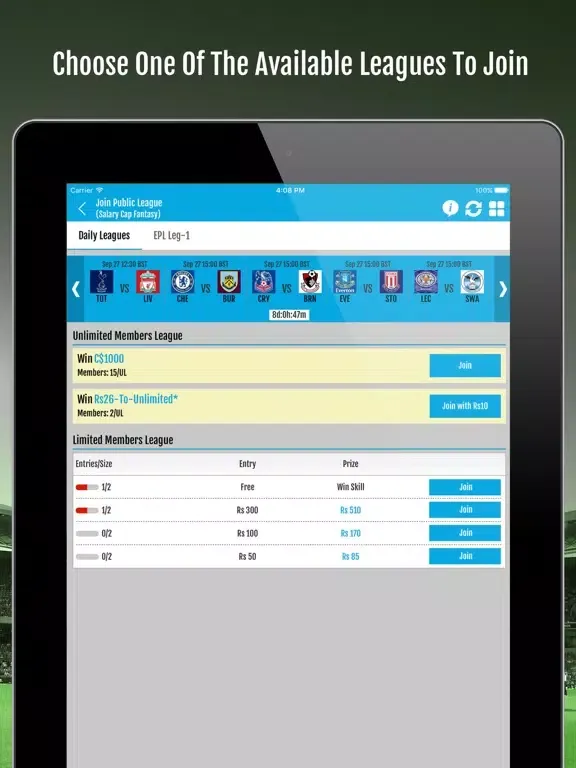 Скриншоты COC CB Fantasy Sports iPad 