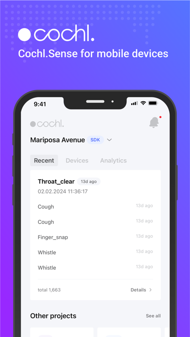 Ảnh chụp màn hình của Cochl.Sense Notification
