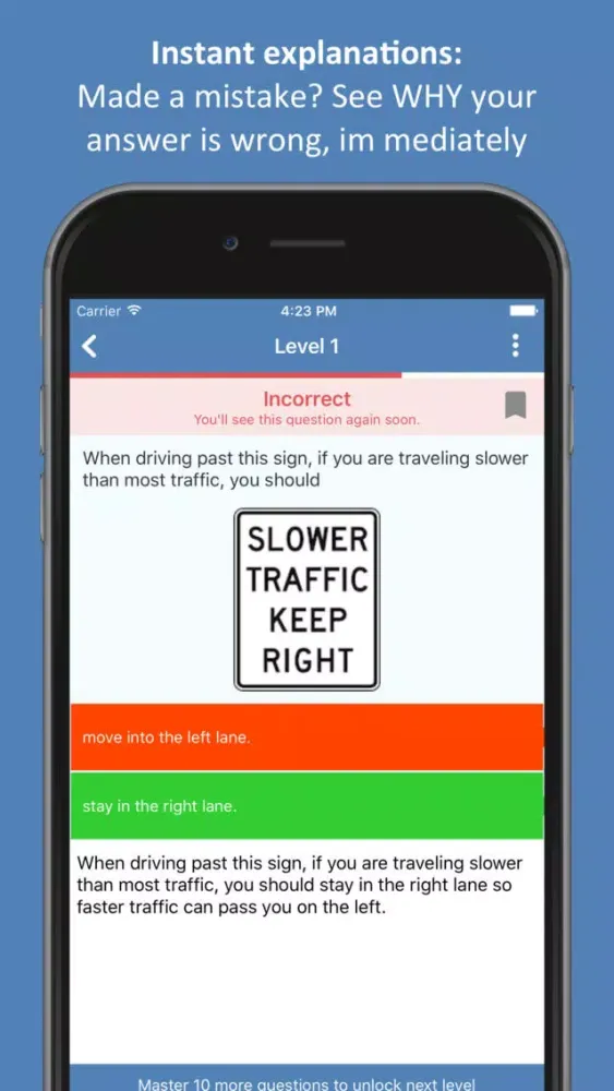 Tangkapan layar CA DMV Permit Practice Test