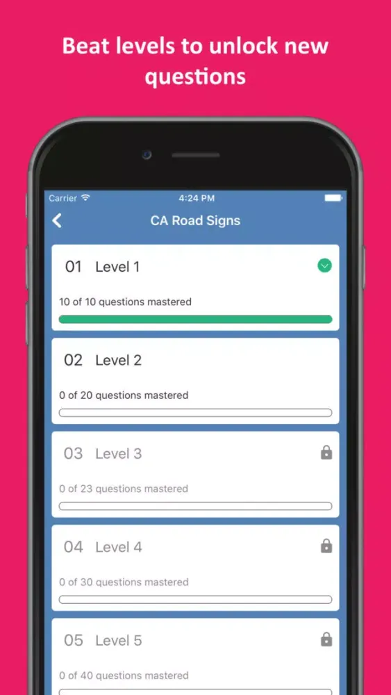 Tangkapan layar CA DMV Permit Practice Test