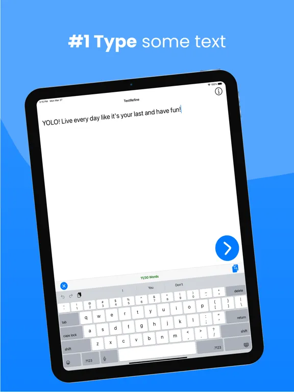 Tangkapan layar Text Refine Message Editor iPad 