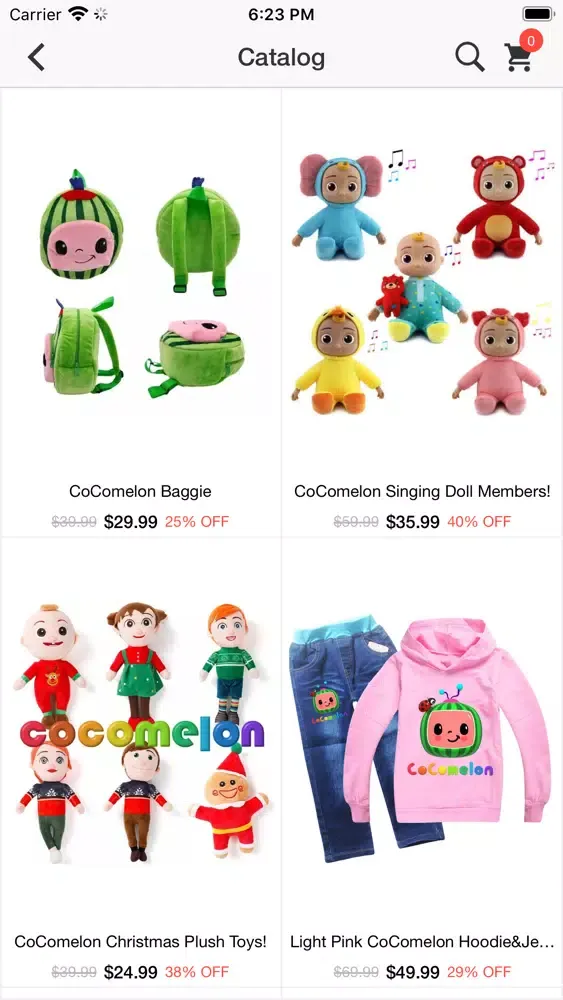 Ảnh chụp màn hình của cocomelon shop