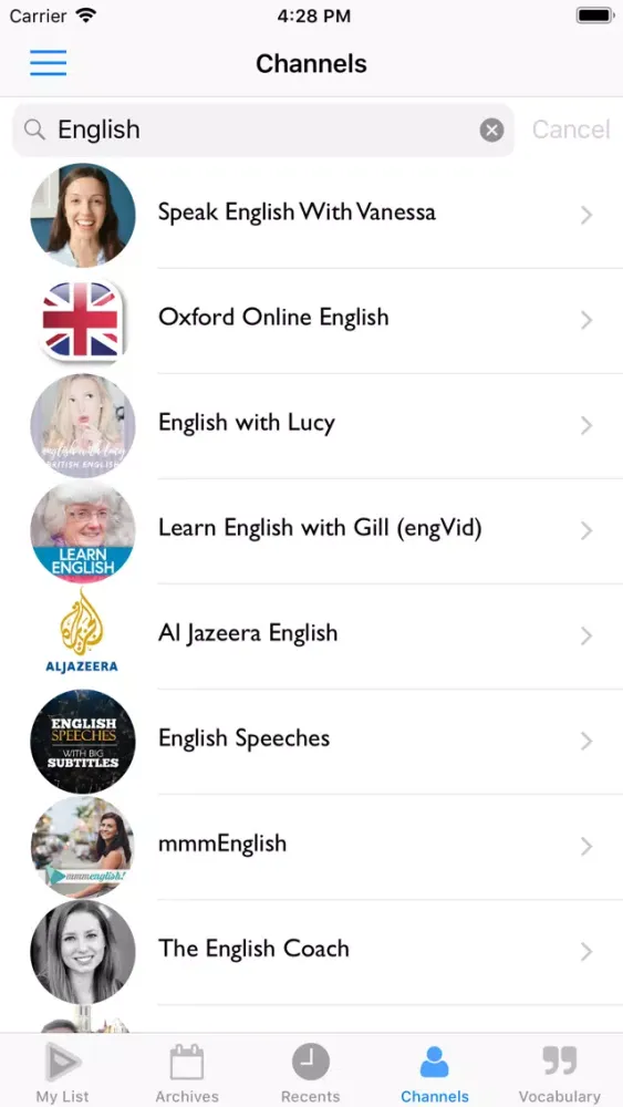 Tangkapan layar TUDICT ENGLISH