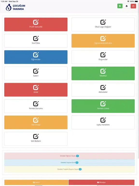 Çocuğum Yanımda Yönetici iPad  Ekran Görüntüleri
