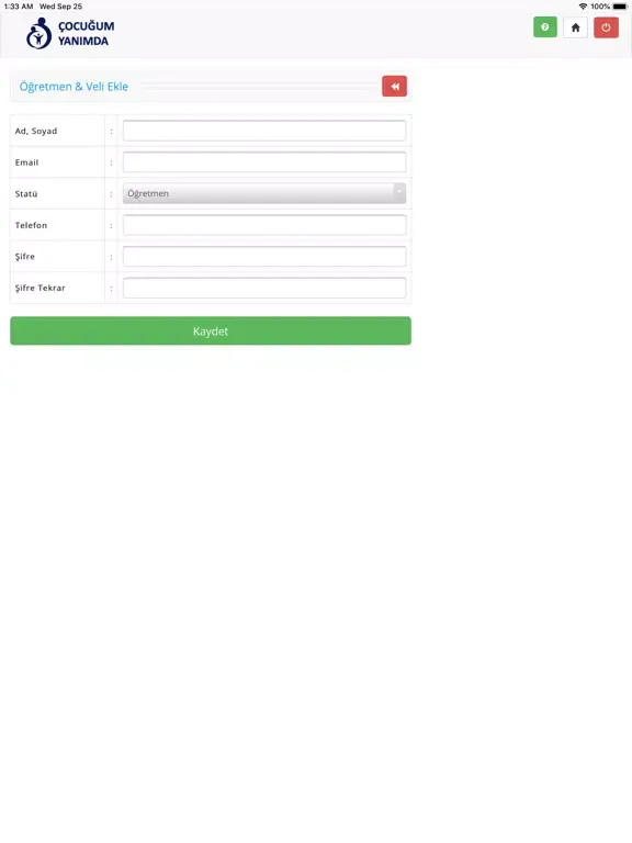 Çocuğum Yanımda Yönetici iPad  Ekran Görüntüleri